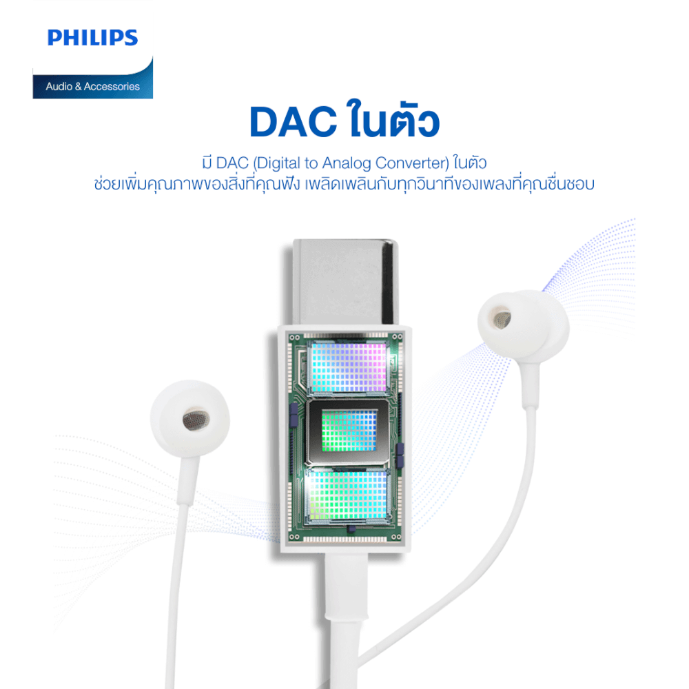 หูฟัง PHILIPS TAE5008WT/00 สาย USB-C สีขาว (5000S ซีรี่ย์)